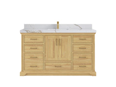 Charlotte 60 in. W x 22 in. D Single Sink Bathroom Teak Wood Vanity - photo 9