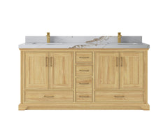Charlotte 72 in. W x 22 in. D Double Sink Bathroom Teak Wood Vanity - photo 8