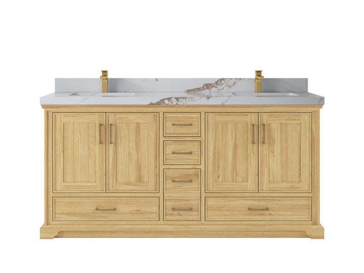 Charlotte 72 in. W x 22 in. D Double Sink Bathroom Teak Wood Vanity - photo 8