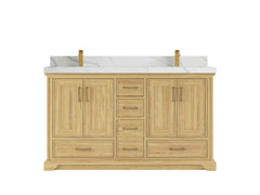 Charlotte 60 in. W x 22 in. D Double Sink Bathroom Teak Wood Vanity - photo 9