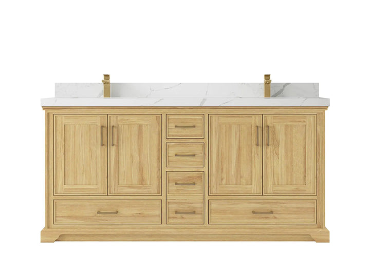 Charlotte 72 in. W x 22 in. D Double Sink Bathroom Teak Wood Vanity - photo 9