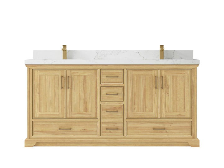 Charlotte 72 in. W x 22 in. D Double Sink Bathroom Teak Wood Vanity - photo 10