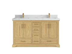 Charlotte 60 in. W x 22 in. D Double Sink Bathroom Teak Wood Vanity - photo 11