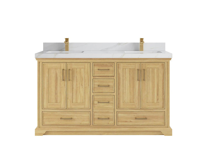 Charlotte 60 in. W x 22 in. D Double Sink Bathroom Teak Wood Vanity - photo 11