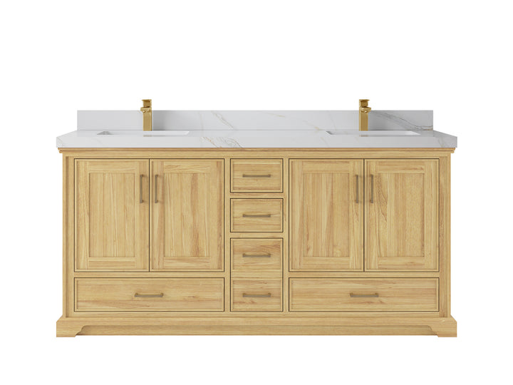 Charlotte 72 in. W x 22 in. D Double Sink Bathroom Teak Wood Vanity - photo 25