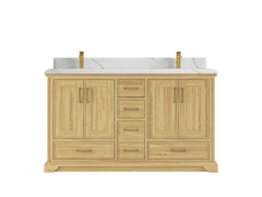 Charlotte 60 in. W x 22 in. D Double Sink Bathroom Teak Wood Vanity - photo 14