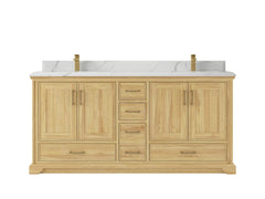 Charlotte 72 in. W x 22 in. D Double Sink Bathroom Teak Wood Vanity - photo 13