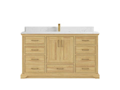 Charlotte 60 in. W x 22 in. D Single Sink Bathroom Teak Wood Vanity - photo 16