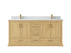 Charlotte 72 in. W x 22 in. D Double Sink Bathroom Teak Wood Vanity - photo 14