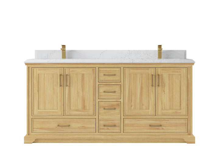 Charlotte 72 in. W x 22 in. D Double Sink Bathroom Teak Wood Vanity - photo 14