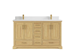 Charlotte 60 in. W x 22 in. D Double Sink Bathroom Teak Wood Vanity - photo 16