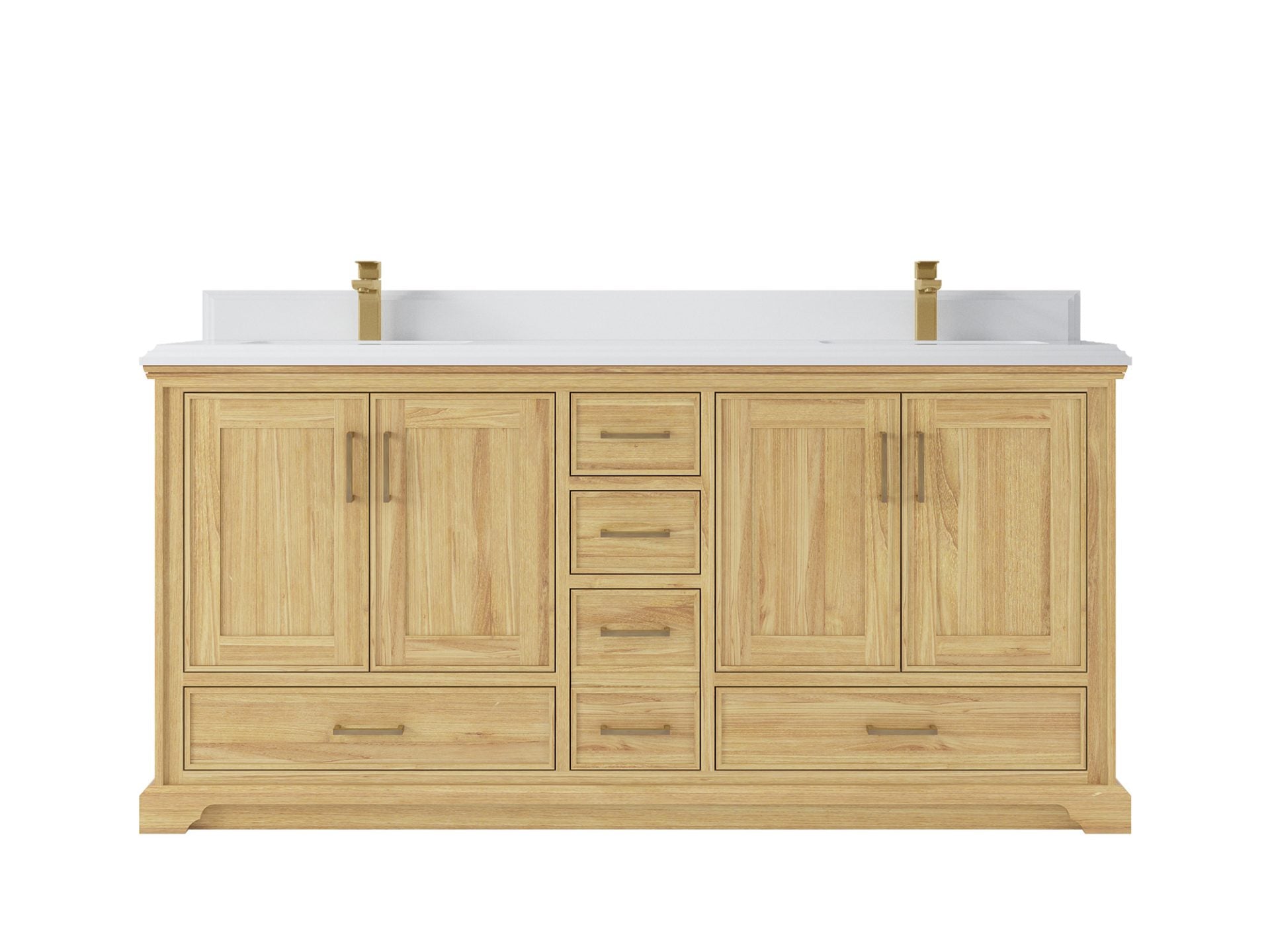 Charlotte Teak 72 in. W x 22 in. D Double Sink Bathroom Vanity in Light Natural with 1.5 in White Quartz Countertop