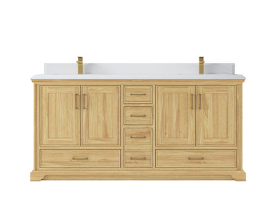 Charlotte Teak 72 in. W x 22 in. D Double Sink Bathroom Vanity in Light Natural with 1.5 in White Quartz Countertop