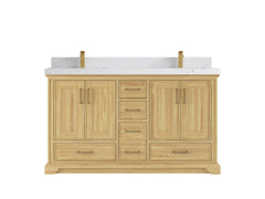 Charlotte 60 in. W x 22 in. D Double Sink Bathroom Teak Wood Vanity - photo 17