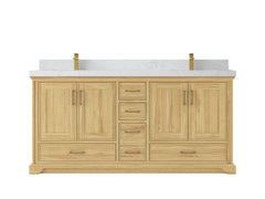 Charlotte 72 in. W x 22 in. D Double Sink Bathroom Teak Wood Vanity - photo 16