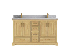 Charlotte 60 in. W x 22 in. D Double Sink Bathroom Teak Wood Vanity - photo 18