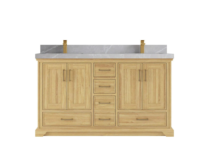Charlotte 60 in. W x 22 in. D Double Sink Bathroom Teak Wood Vanity - photo 18
