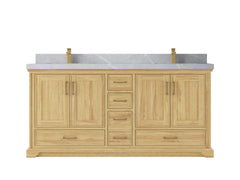 Charlotte 72 in. W x 22 in. D Double Sink Bathroom Teak Wood Vanity - photo 17