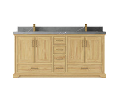 Charlotte 72 in. W x 22 in. D Double Sink Bathroom Teak Wood Vanity - photo 18