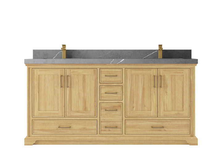 Charlotte 72 in. W x 22 in. D Double Sink Bathroom Teak Wood Vanity - photo 18
