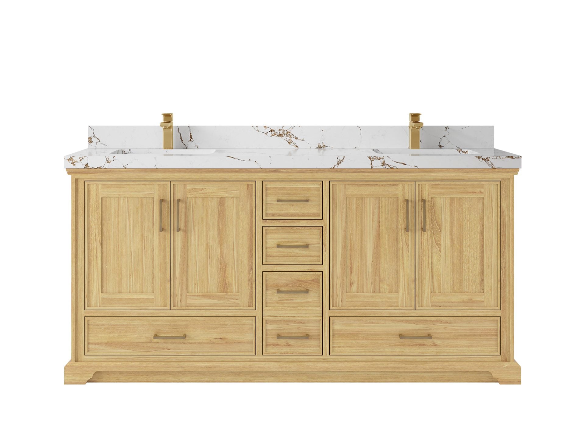 Charlotte Teak 72 in. W x 22 in. D Double Sink Bathroom Vanity in Light Natural with 2 in Viola Brown Quartz Countertop