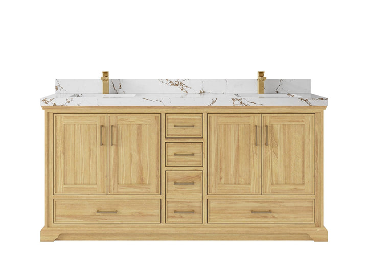 Charlotte 72 in. W x 22 in. D Double Sink Bathroom Teak Wood Vanity - photo 19