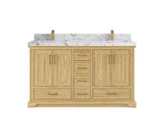 Charlotte 60 in. W x 22 in. D Double Sink Bathroom Teak Wood Vanity - photo 21