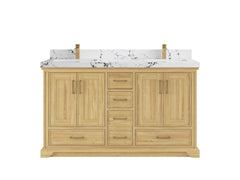 Charlotte 60 in. W x 22 in. D Double Sink Bathroom Teak Wood Vanity - photo 22