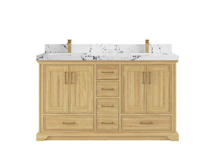 Charlotte 60 in. W x 22 in. D Double Sink Bathroom Teak Wood Vanity - photo 22