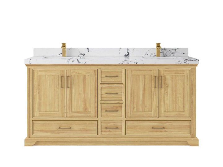 Charlotte 72 in. W x 22 in. D Double Sink Bathroom Teak Wood Vanity - photo 21