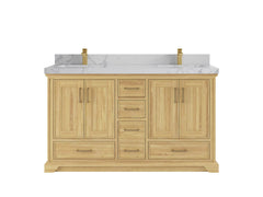 Charlotte 60 in. W x 22 in. D Double Sink Bathroom Teak Wood Vanity - photo 23