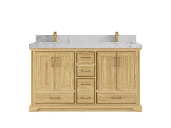 Charlotte 60 in. W x 22 in. D Double Sink Bathroom Teak Wood Vanity - photo 23