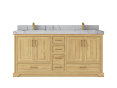 Charlotte 72 in. W x 22 in. D Double Sink Bathroom Teak Wood Vanity - photo 22