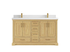 Charlotte 60 in. W x 22 in. D Double Sink Bathroom Teak Wood Vanity - photo 24