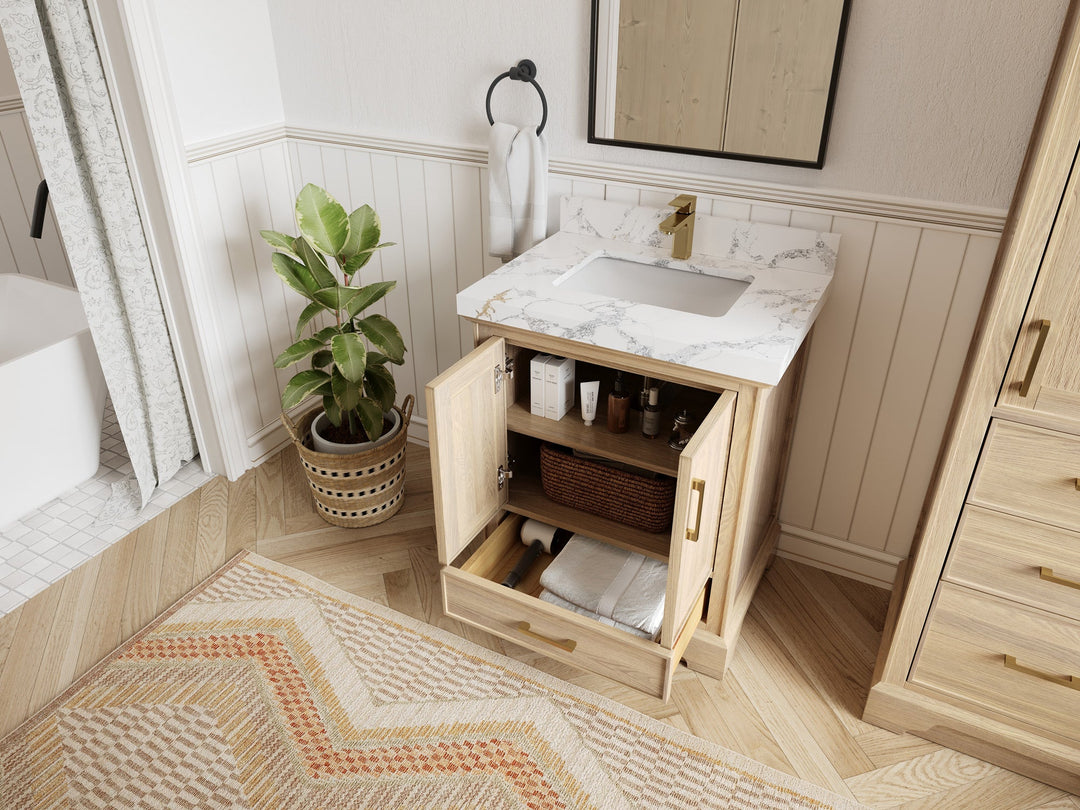 Charlotte White Oak 30 in. W x 22 in. D Single Sink Bathroom Vanity