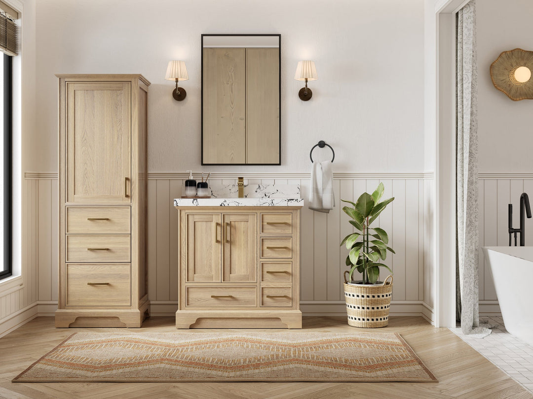 Charlotte White Oak 36 in. W x 22 in. D Center Sink Bathroom Vanity