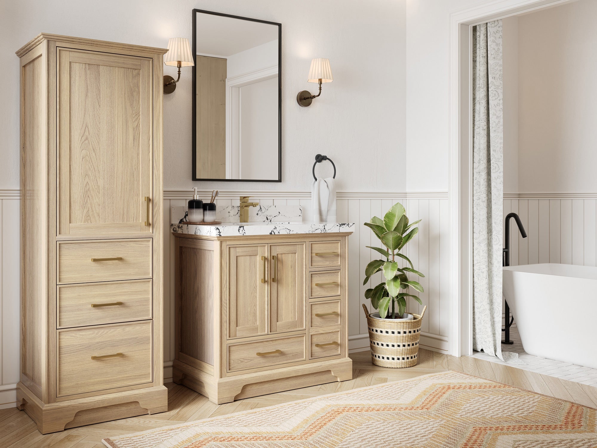 Charlotte White Oak 36 in. W x 22 in. D Center Sink Bathroom Vanity