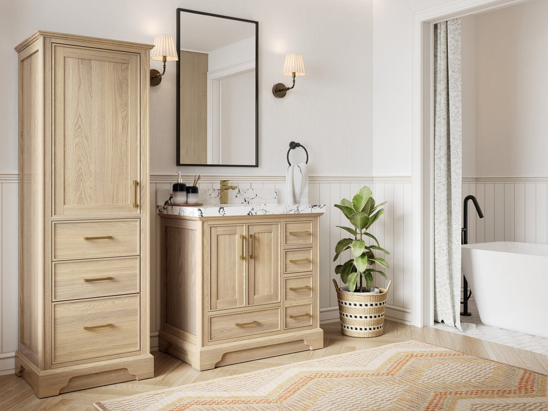 Charlotte White Oak 36 in. W x 22 in. D Center Sink Bathroom Vanity