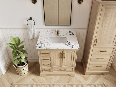 Charlotte White Oak 36 in. W x 22 in. D Center Sink Bathroom Vanity