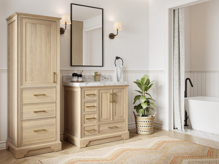 Charlotte White Oak 36 in. W x 22 in. D Right Offset Sink Bathroom Vanity - photo 2