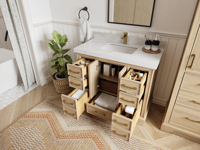 Charlotte White Oak 42 in. W x 22 in. D Single Sink Bathroom Vanity