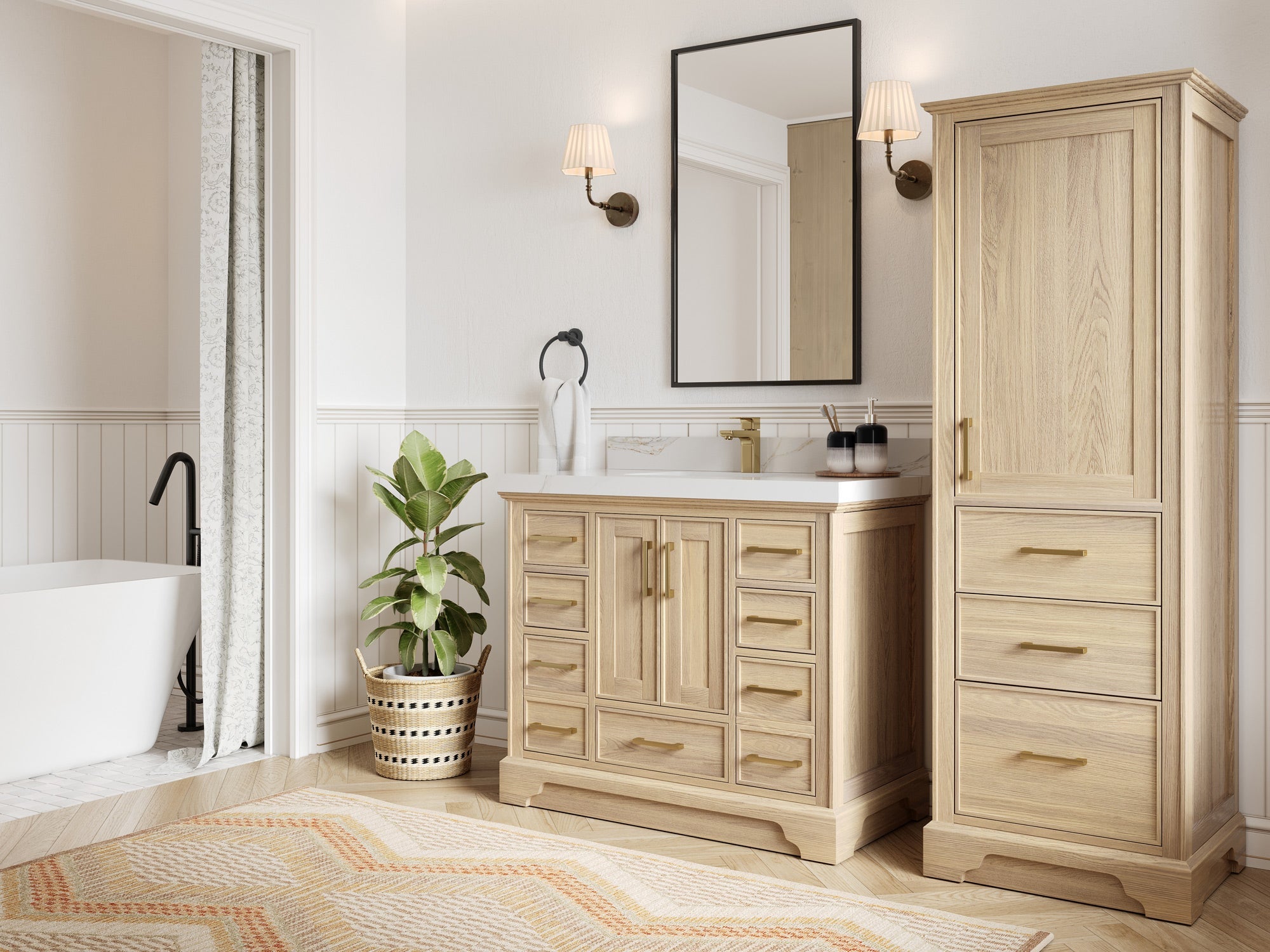 Charlotte White Oak 42 in. W x 22 in. D Single Sink Bathroom Vanity