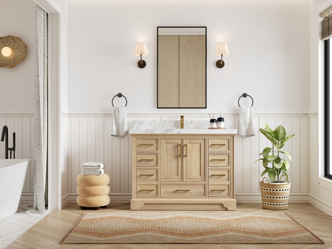 Charlotte White Oak 48 in. W x 22 in. D Single Sink Bathroom Vanity