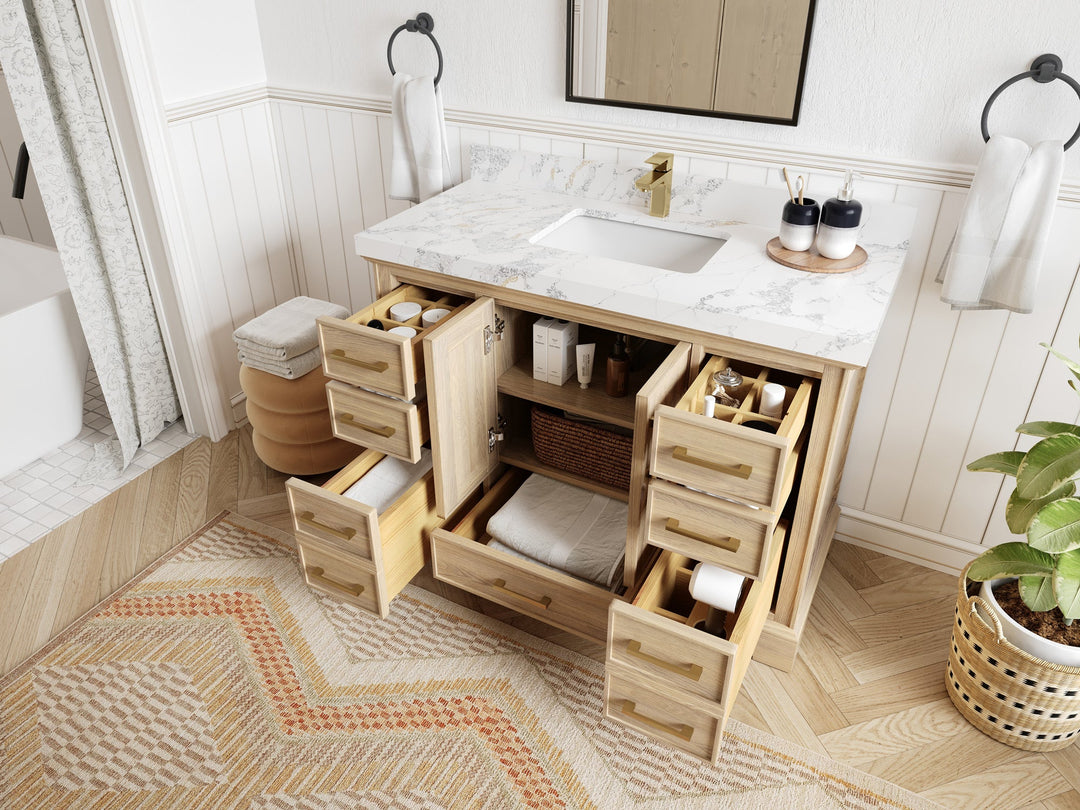 Charlotte White Oak 48 in. W x 22 in. D Single Sink Bathroom Vanity