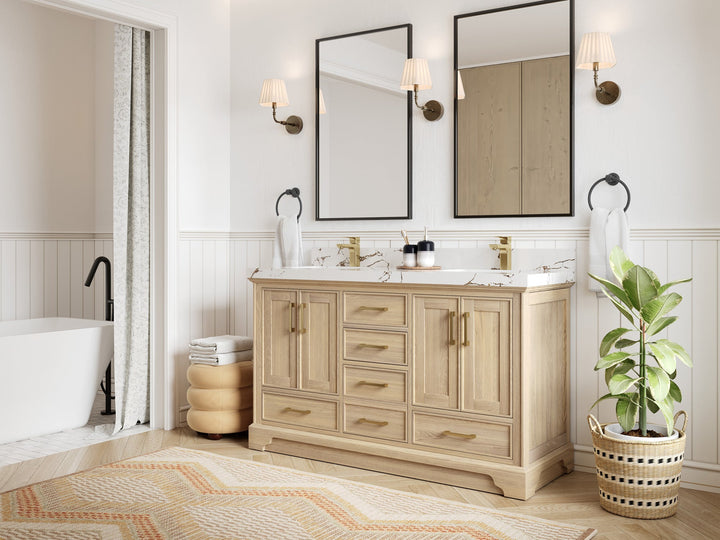Charlotte White Oak 60 in. W x 22 in. D Double Sink Bathroom Vanity - photo 2