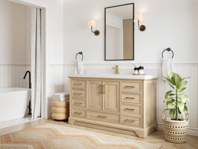 Charlotte White Oak 60 in. W x 22 in. D Single Sink Bathroom Vanity