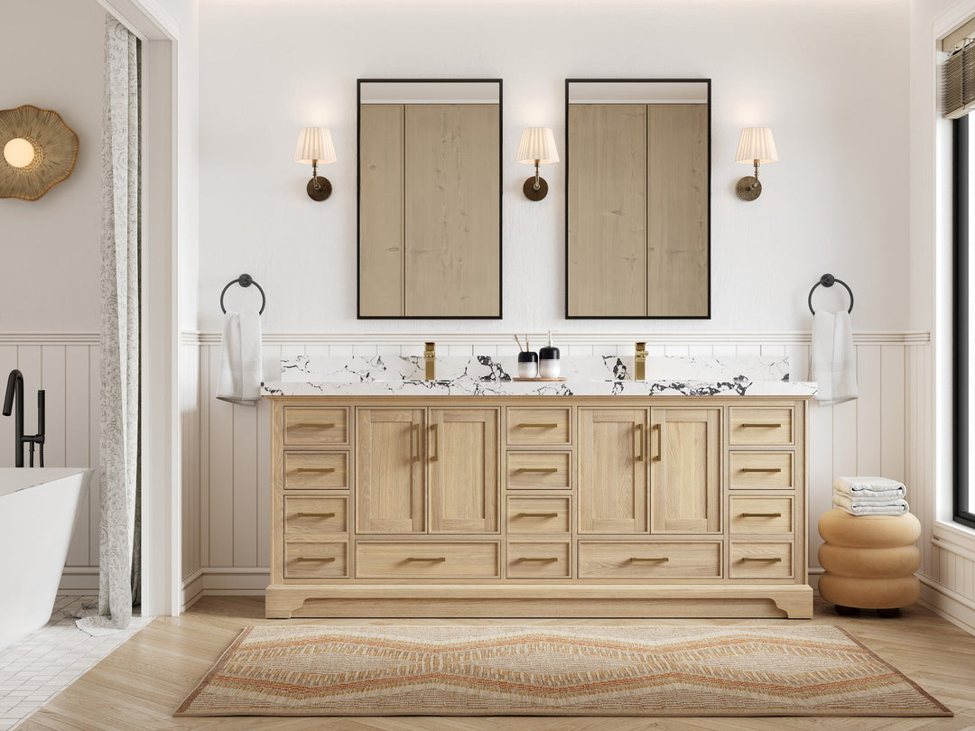 Charlotte White Oak 84 in. W x 22 in. D Double Sink Bathroom Vanity
