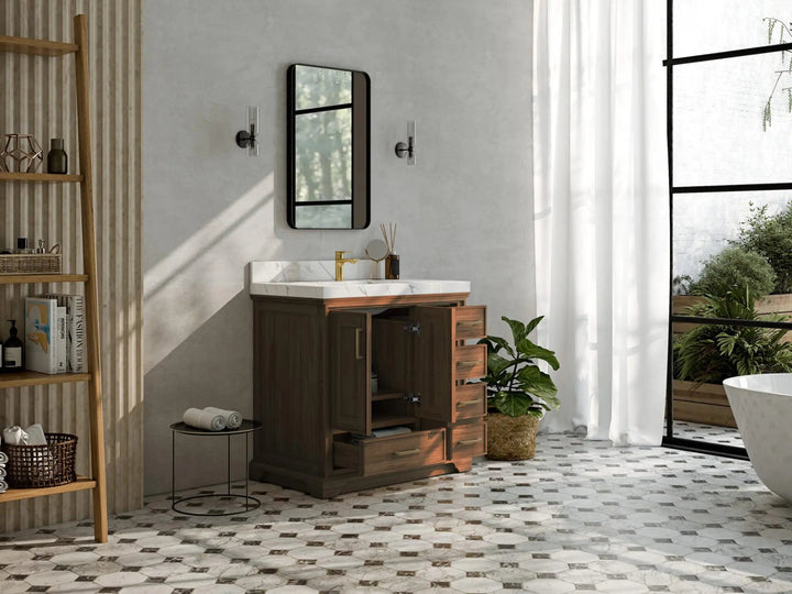 Charlotte Teak 36 in. W x 22 in. D Center Sink Bathroom Teak Wood Bathroom Vanity - photo 3
