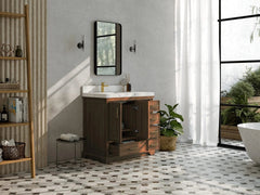 Charlotte 36 in. W x 22 in. D Left Offset Sink Bathroom Teak Wood Vanity - photo 3