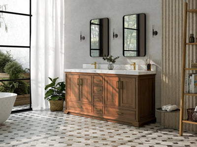 Charlotte Teak Wood 72 in. W x 22 in. D Double Sink Bathroom Vanity
